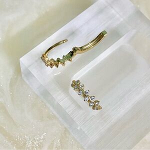 Gold and zircon detailed Hoop Earrings